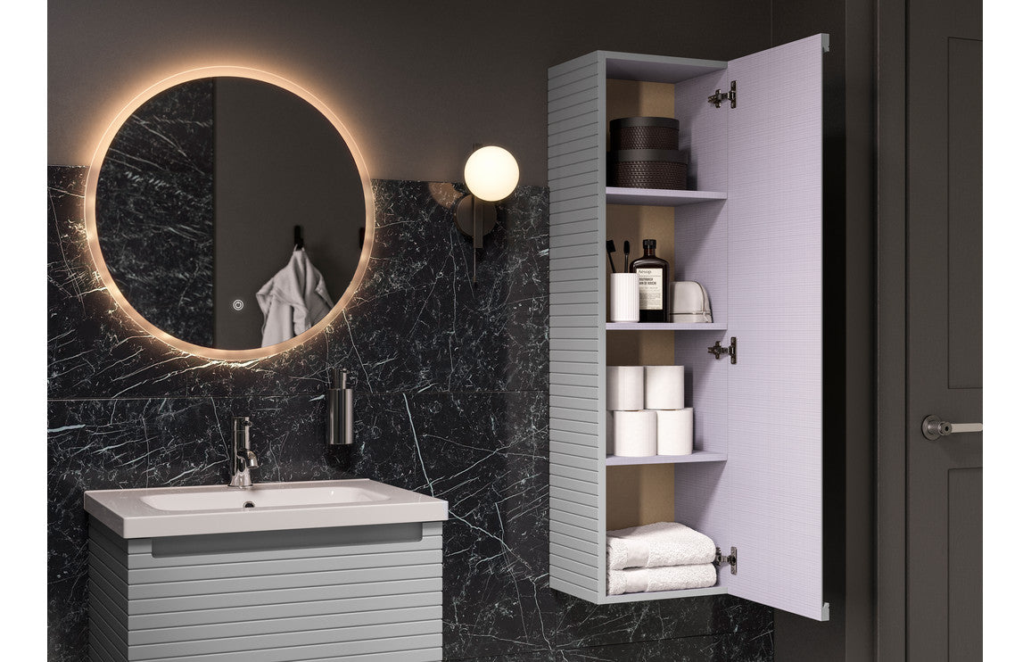 Align 600mm Wall Hung 1 Drawer Basin Unit & Worktop - Matt Mineral Grey