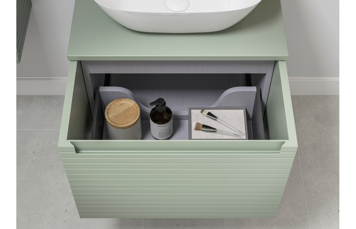 Align 815mm Wall Hung 1 Drawer Basin Unit & Basin - Matt Willow Green