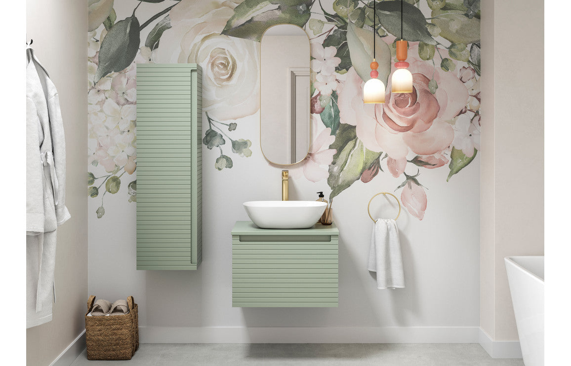 Align 815mm Wall Hung 1 Drawer Basin Unit & Basin - Matt Willow Green