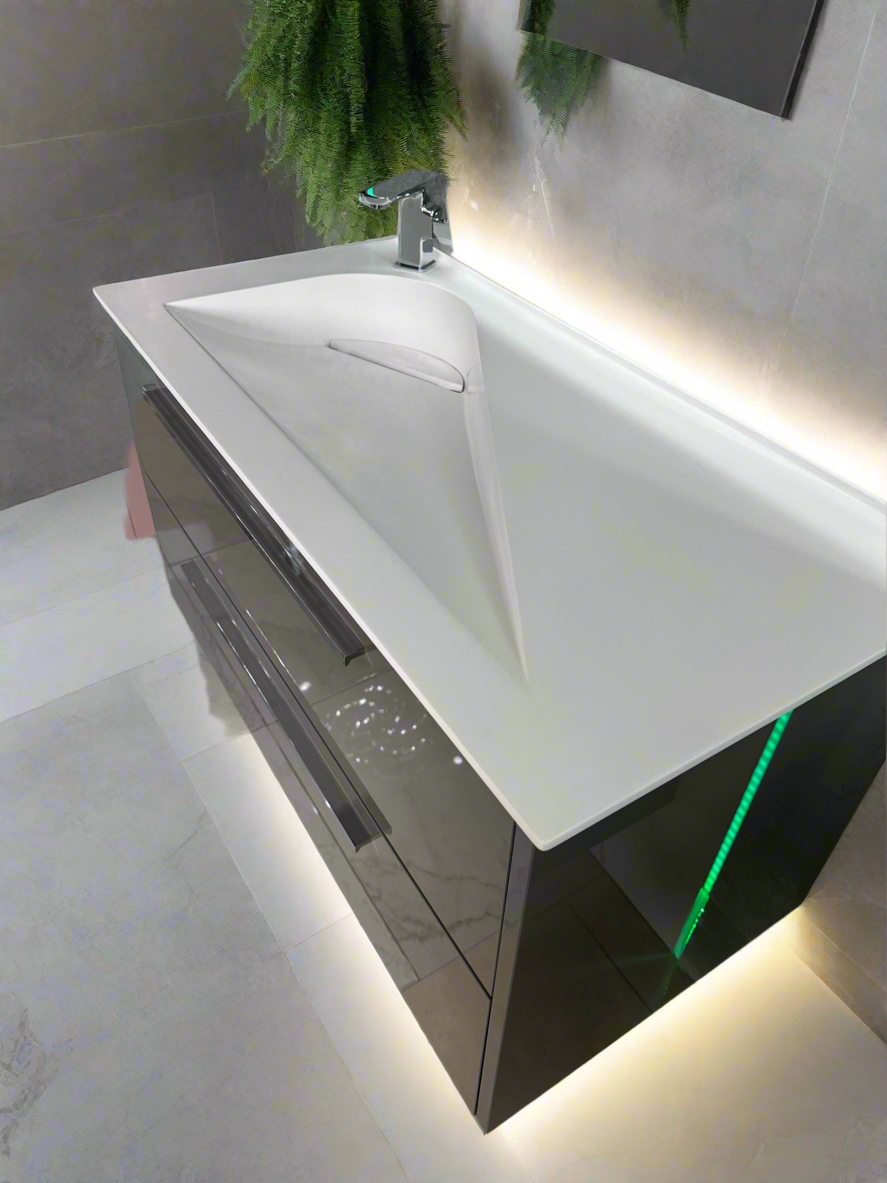 Novo Akrivit Troya Onyx Acrylic 2-Draw Vanity & Stone Resin Semi Matt Basin