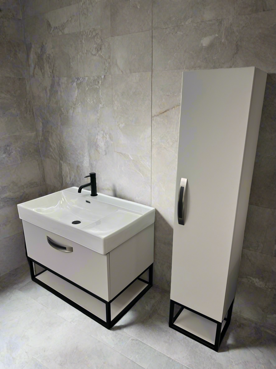 Novo Frame 1180-80 Matt Light Grey Vanity & Nano Glazed Ceramic Basin