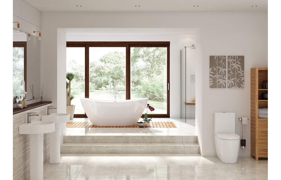 Cilantro Rimless Close Coupled Fully Shrouded Comfort Height WC & Soft Close Seat