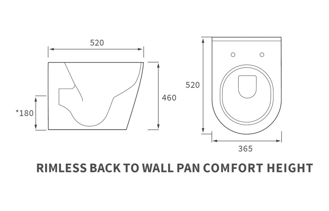 Cilantro Rimless Back To Wall Comfort Height WC & Soft Close Seat