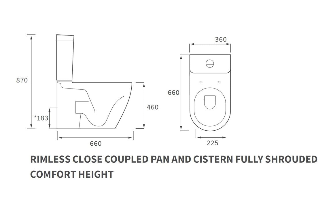 Cilantro Rimless Close Coupled Fully Shrouded Comfort Height WC & Soft Close Seat