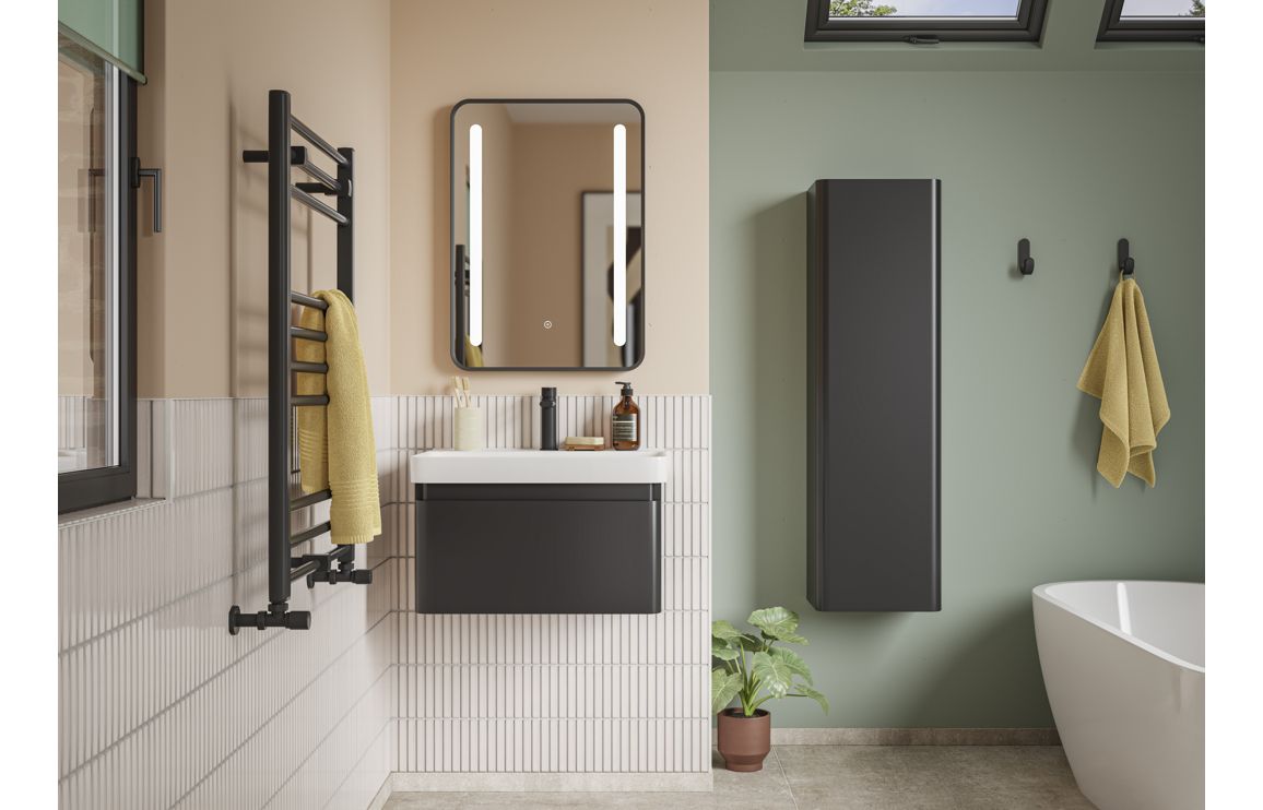 Costline 350mm Wall Hung 1 Door Tall Unit - Matt Black