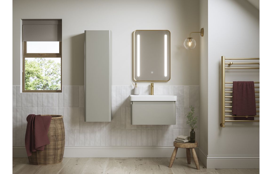 Costline 500mm Wall Hung 1 Drawer Basin Unit & Basin - Matt Latte