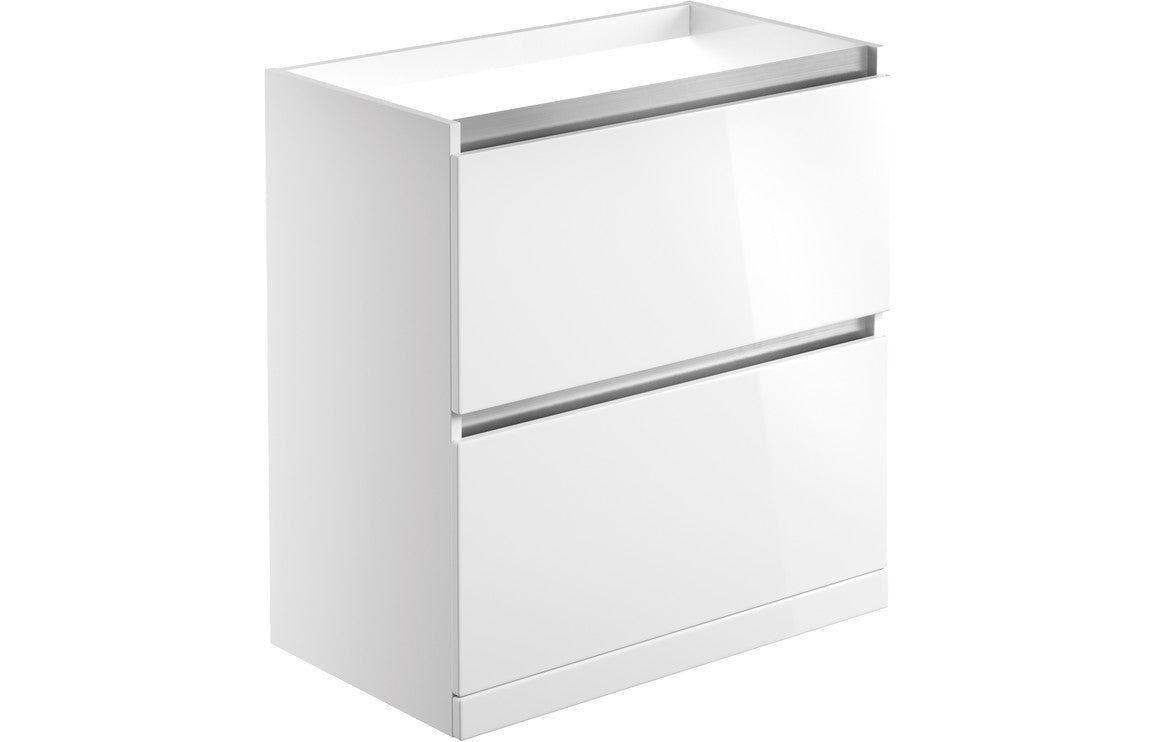 Carya 800mm 2 Drawer Floor Standing Basin Unit (No Top) - White Gloss