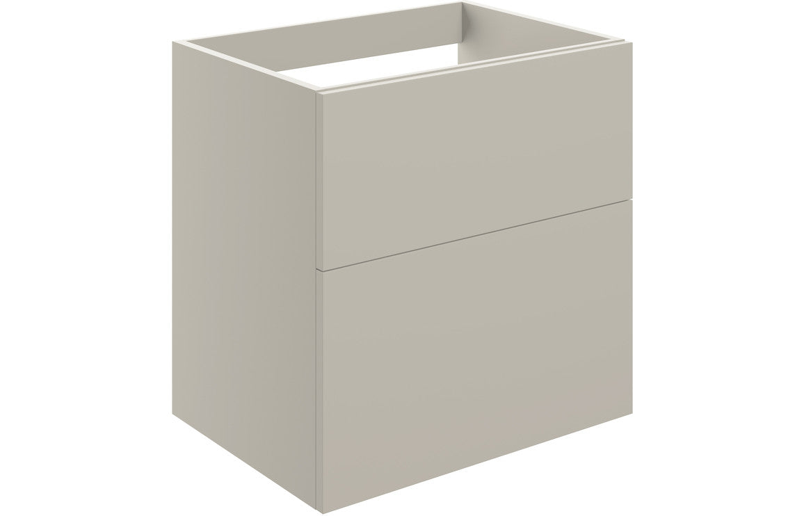 NEST 590mm Wall Hung 2 Drawer Basin Unit (No Top) - Matt Latte
