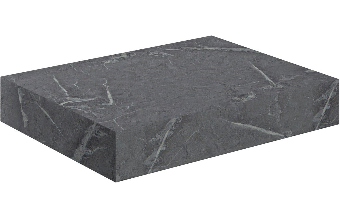 Nature 600mm Wall Hung Grey Marble Basin Shelf & Bottle Trap