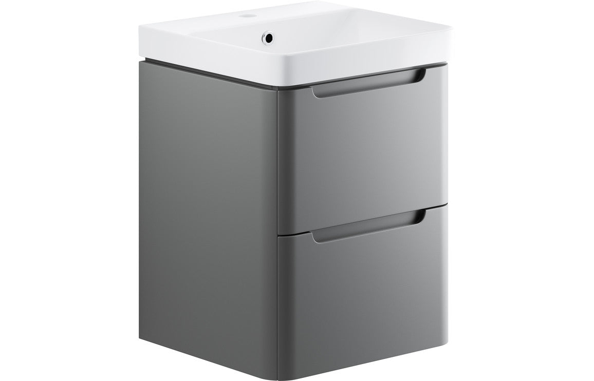 Lambi 500mm 2 Drawer Wall Hung Cloakroom Basin Unit - Matt Grey