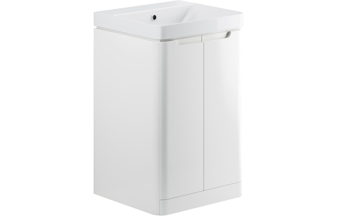 Lambi 500mm 2 Door Floor Standing Cloakroom Basin Unit - White Gloss