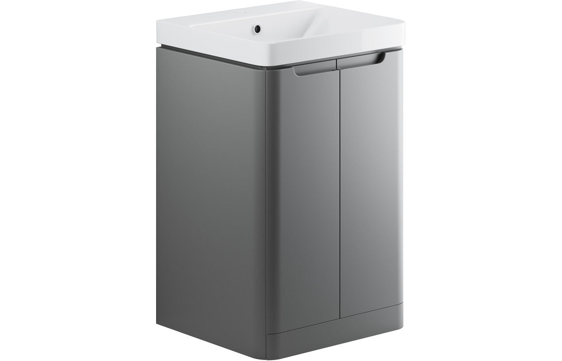 Lambi 500mm 2 Door Floor Standing Cloakroom Basin Unit - Matt Grey