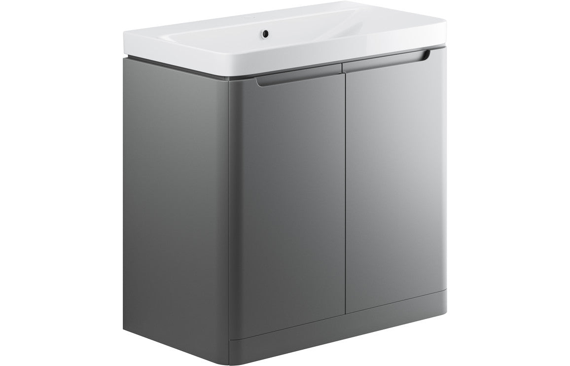 Lambi 800mm 2 Door Floor Standing Basin Unit - Matt Grey