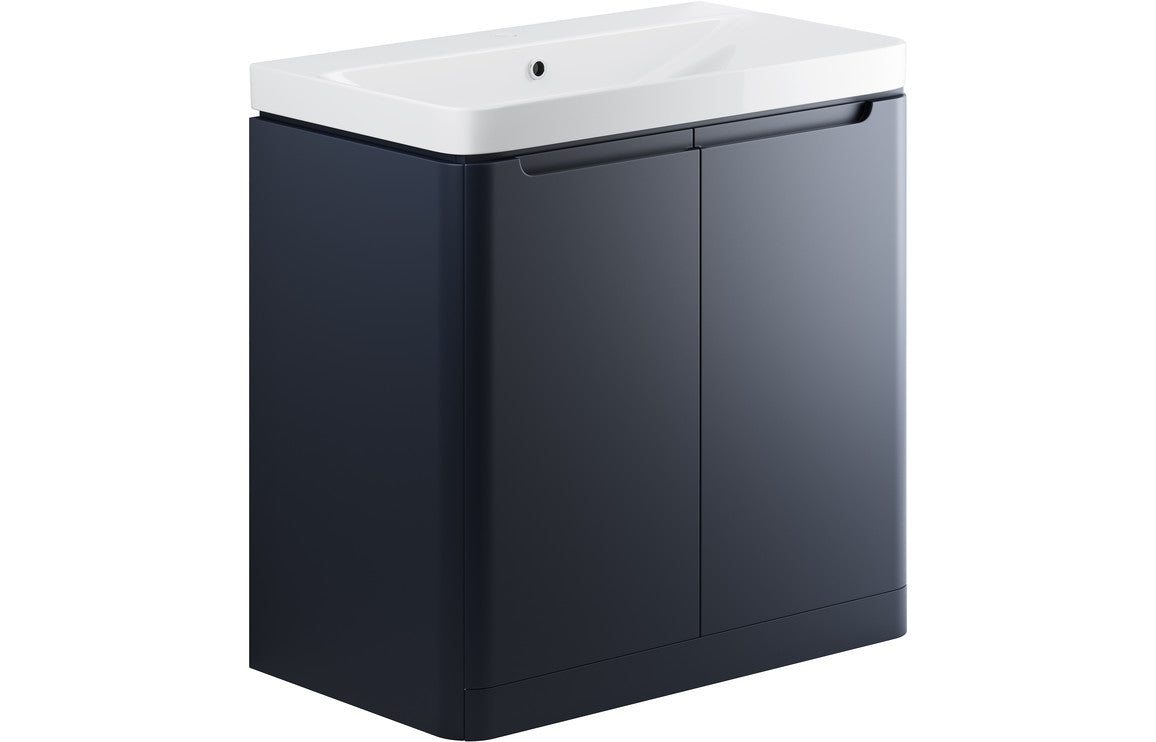 Lambi 800mm 2 Door Floor Standing Basin Unit - Matt Indigo