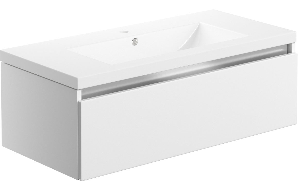Carya 815mm 1 Drawer Wall Hung Basin Unit Inc. Basin - White Gloss