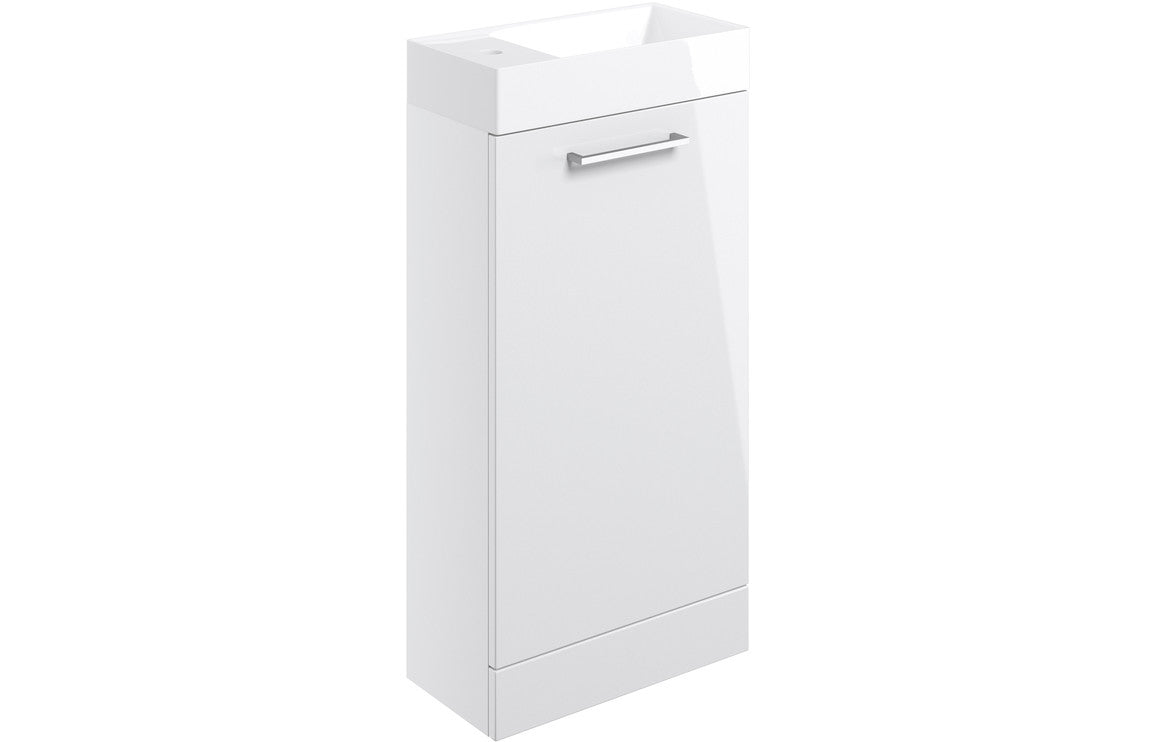 Volta 410mm Floor Standing 1 Door Basin Unit & Basin - White Gloss