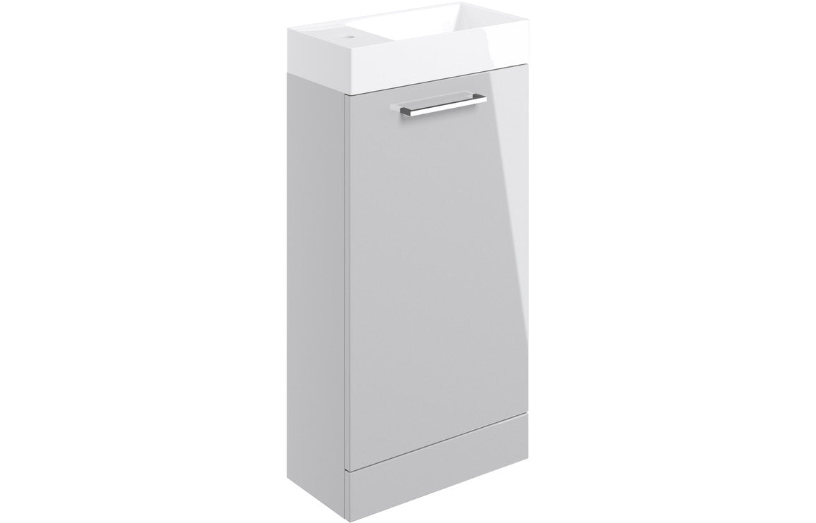 Volta 410mm Floor Standing 1 Door Basin Unit & Basin - Grey Gloss
