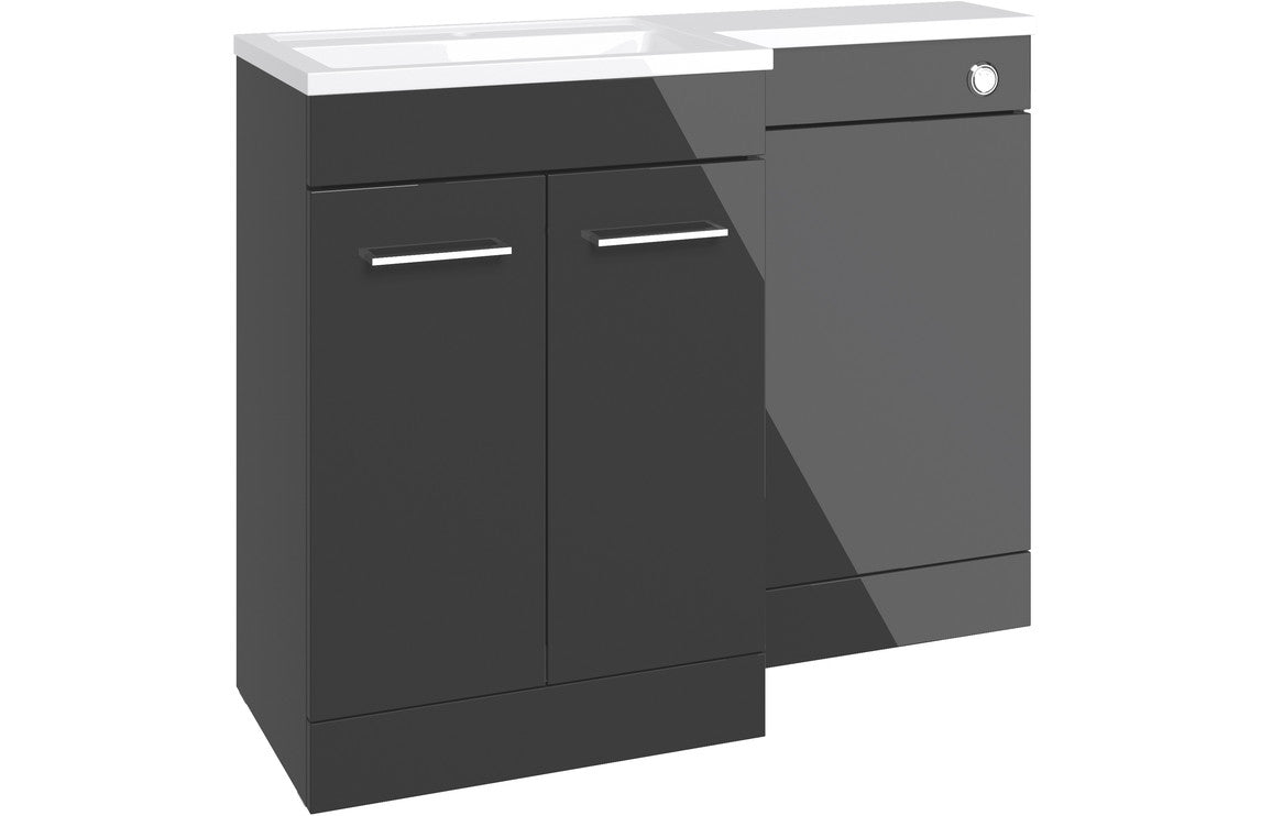 VINOS 1100mm Floor Standing L-Shape Pack & Basin - Anthracite Gloss