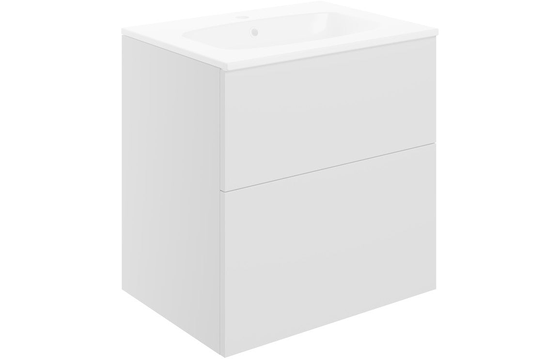 NEST 610mm Wall Hung 2 Drawer Basin Unit & Basin - Matt White
