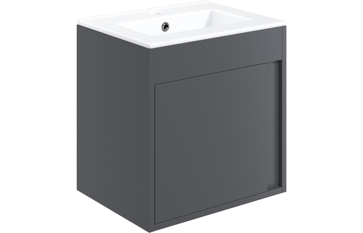Elentra 510mm Wall Hung Unit Inc. Basin - Matt Graphite Grey