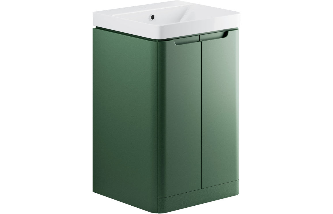 Lambi 500mm 2 Door Floor Standing Cloakroom Basin Unit - Matt Sage Green