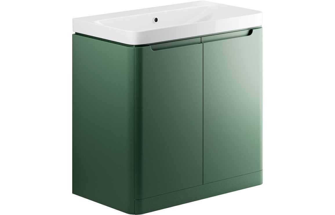 Lambi 800mm 2 Door Floor Standing Basin Unit - Matt Sage Green