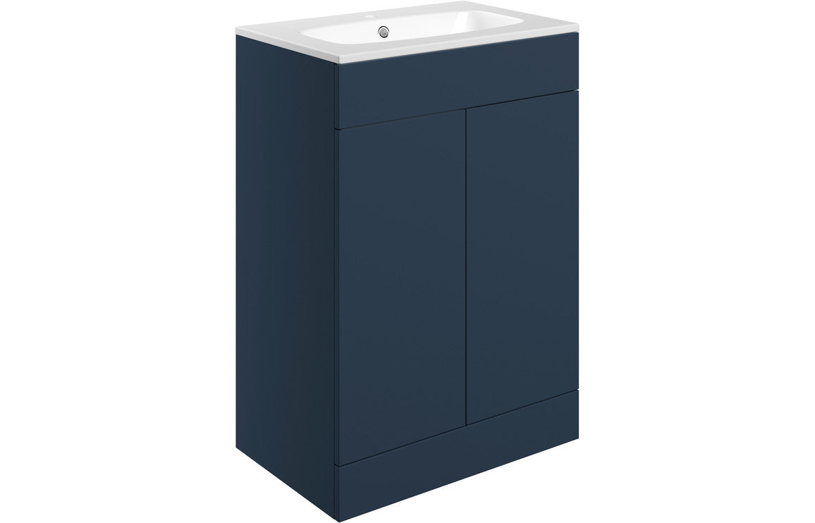 NEST 615mm Floor Standing 2 Door Basin Unit & Basin - Matt Deep Blue