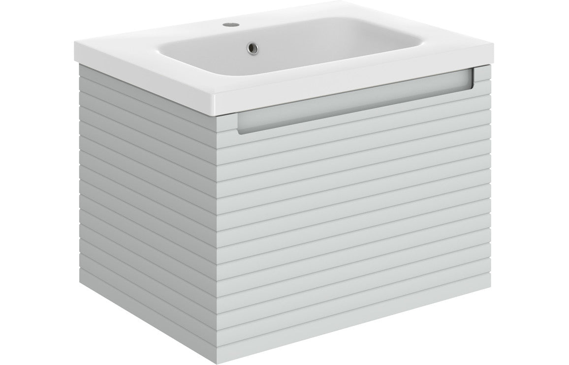 Align 615mm Wall Hung 1 Drawer Basin Unit & Basin - Matt Mineral Grey