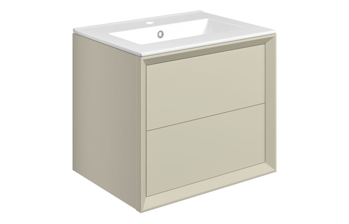 CLICK 615mm Wall Hung 2 Drawer Basin Unit & Basin - Matt Cotton