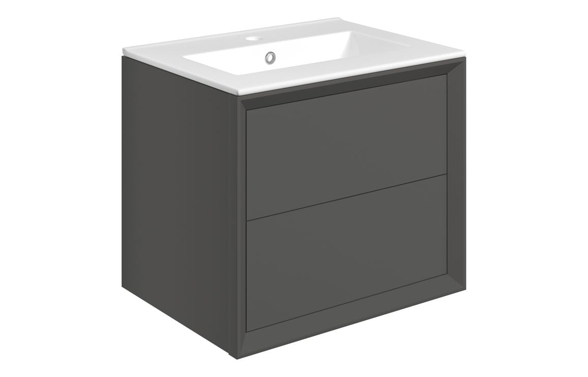 CLICK 615mm Wall Hung 2 Drawer Basin Unit & Basin - Matt Clay