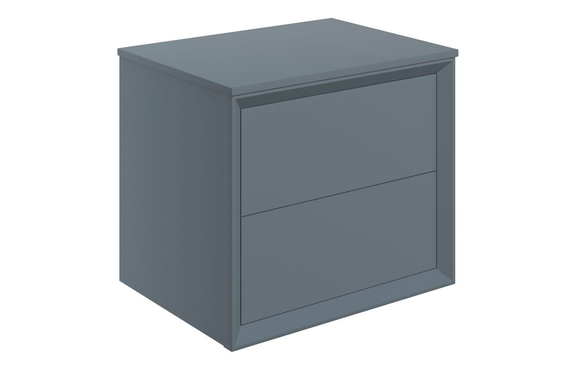 CLICK 600mm Wall Hung 2 Drawer Basin Unit & Top - Matt Storm Blue
