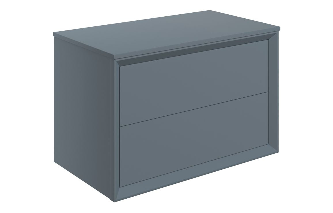 CLICK 800mm Wall Hung 2 Drawer Basin Unit & Top - Matt Storm Blue