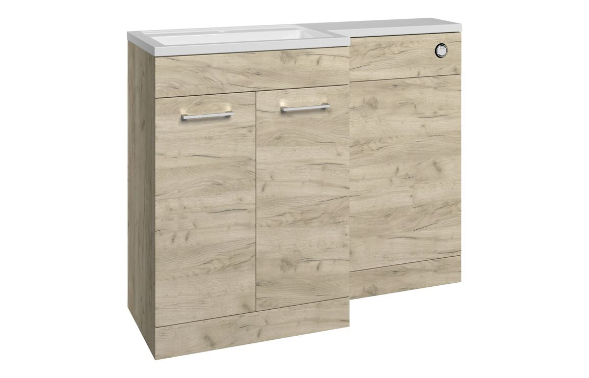 VINOS 1100mm Floor Standing L-Shape Pack & Basin - Oak