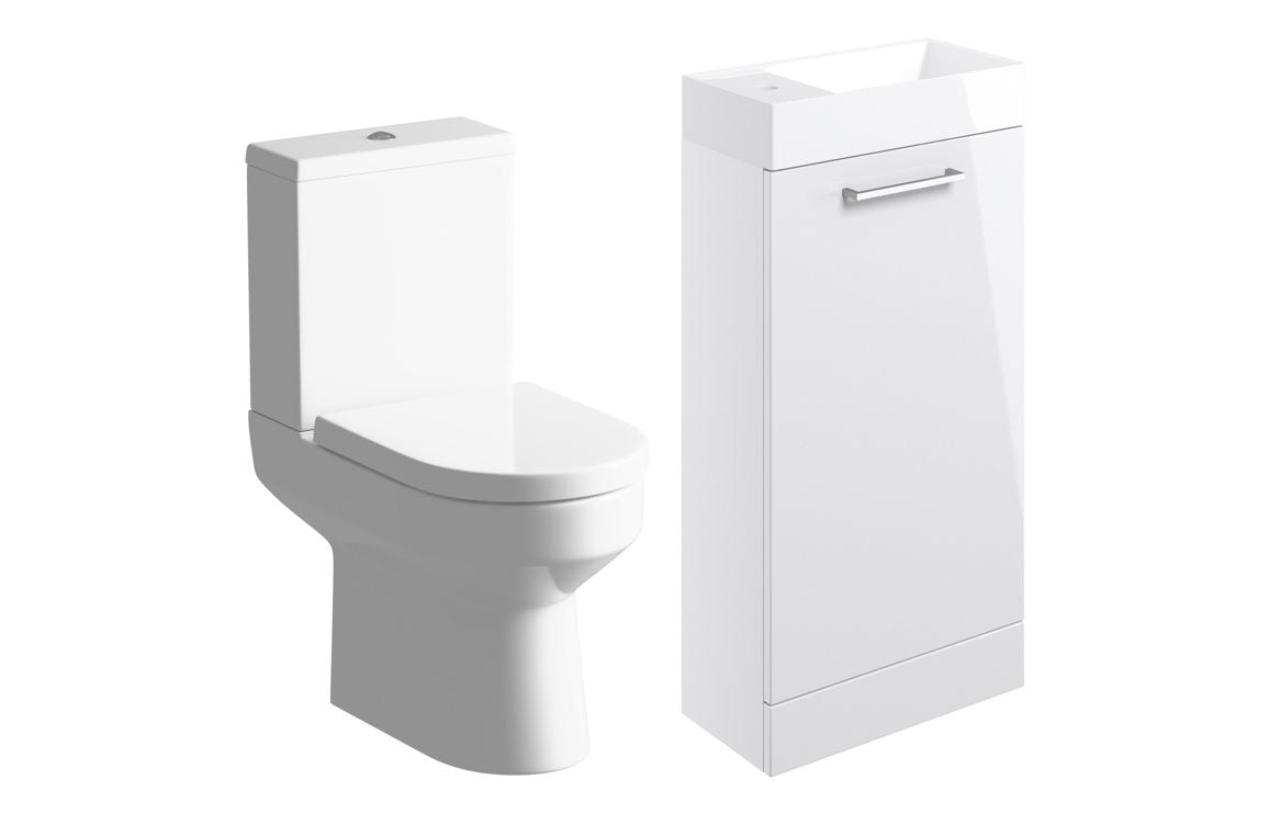 Nolta 410mm F/S Basin Unit & C/C Toilet Pack - White Gloss