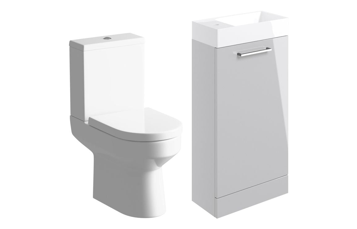Volta 410mm F/S Basin Unit & C/C Toilet Pack - Grey Gloss