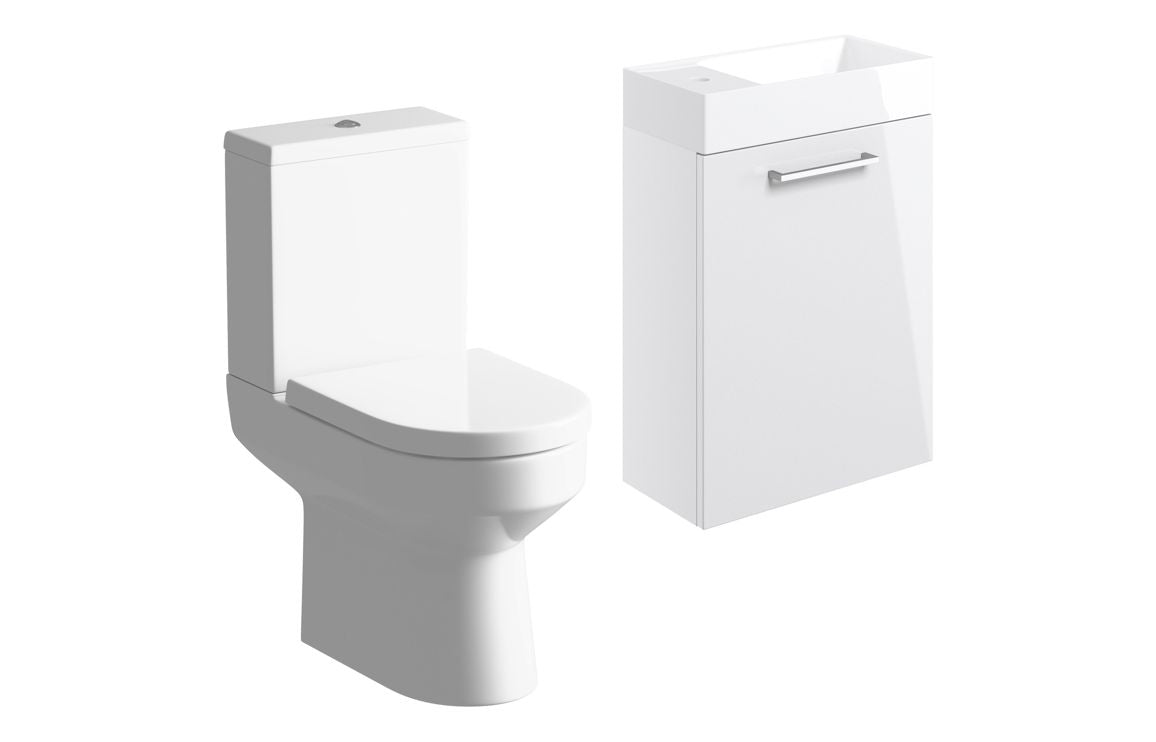 Volta 410mm W/H Basin Unit & C/C Toilet Pack - White Gloss