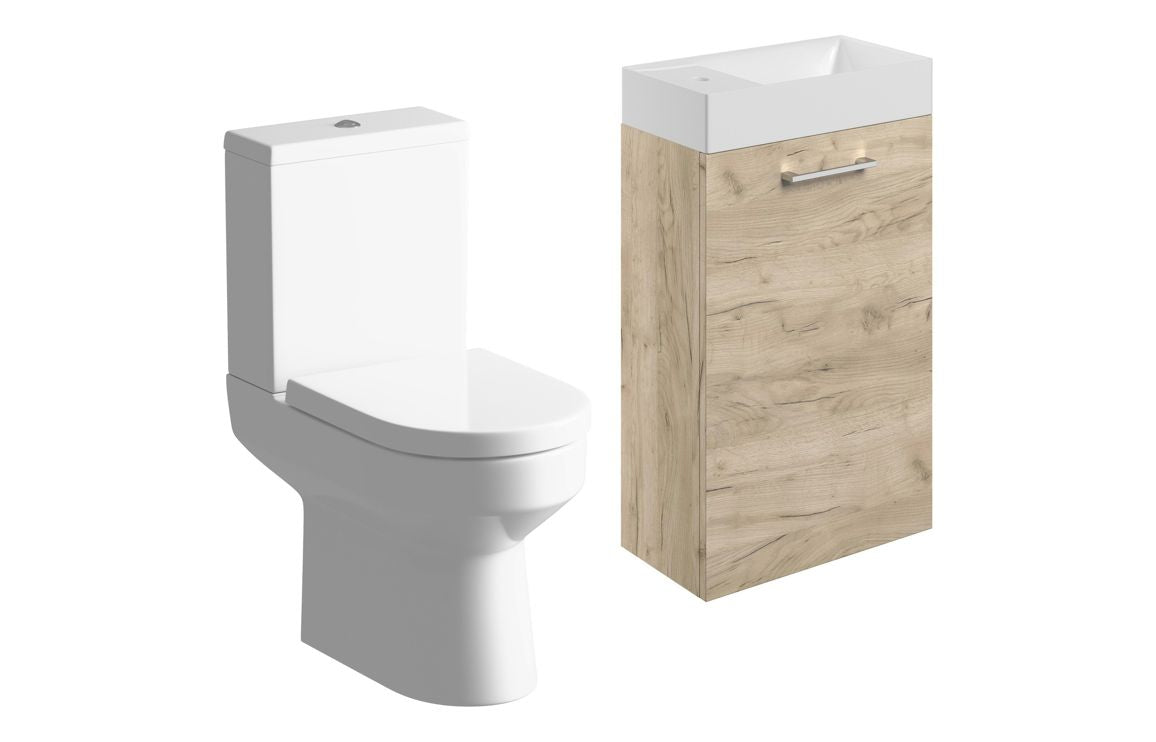 Volta 410mm W/H Basin Unit & C/C Toilet Pack - Oak