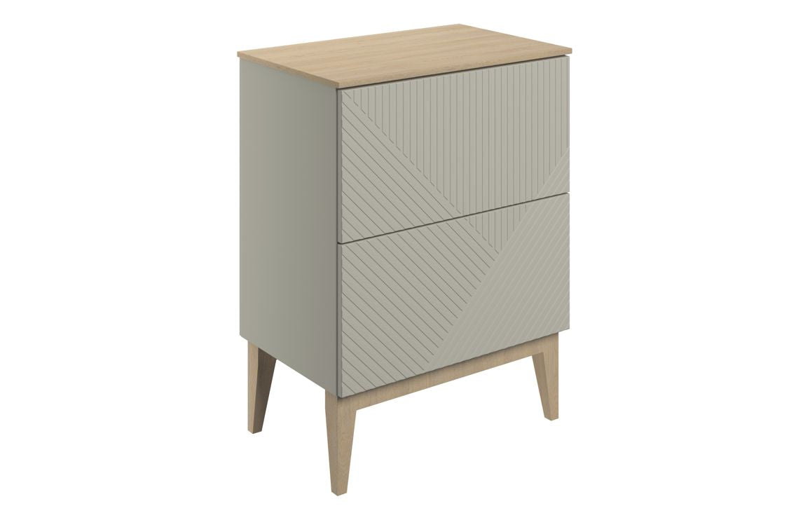 Linear 610mm Floor Standing 2 Drawer Basin Unit & Maple Oak Effect Worktop - Matt Oat