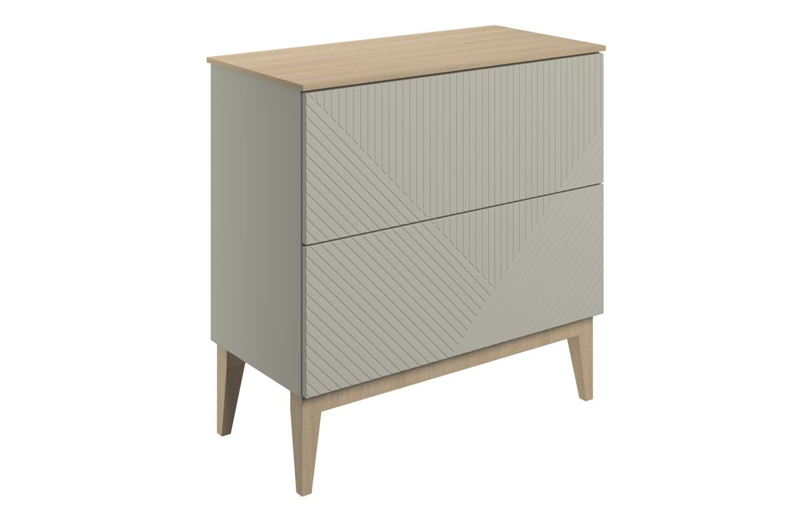 Linear 810mm Floor Standing 2 Drawer Basin Unit & Maple Oak Effect Worktop - Matt Oat