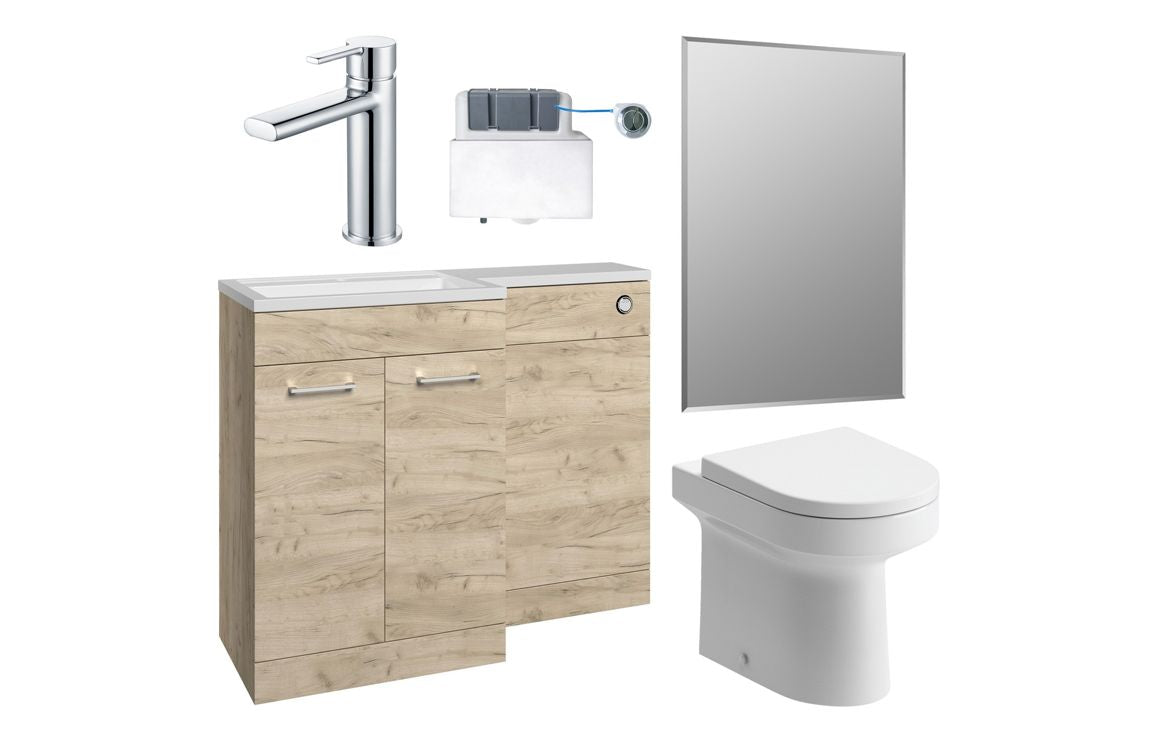 Venosa 1100mm Furniture & BTW WC Pack - Oak