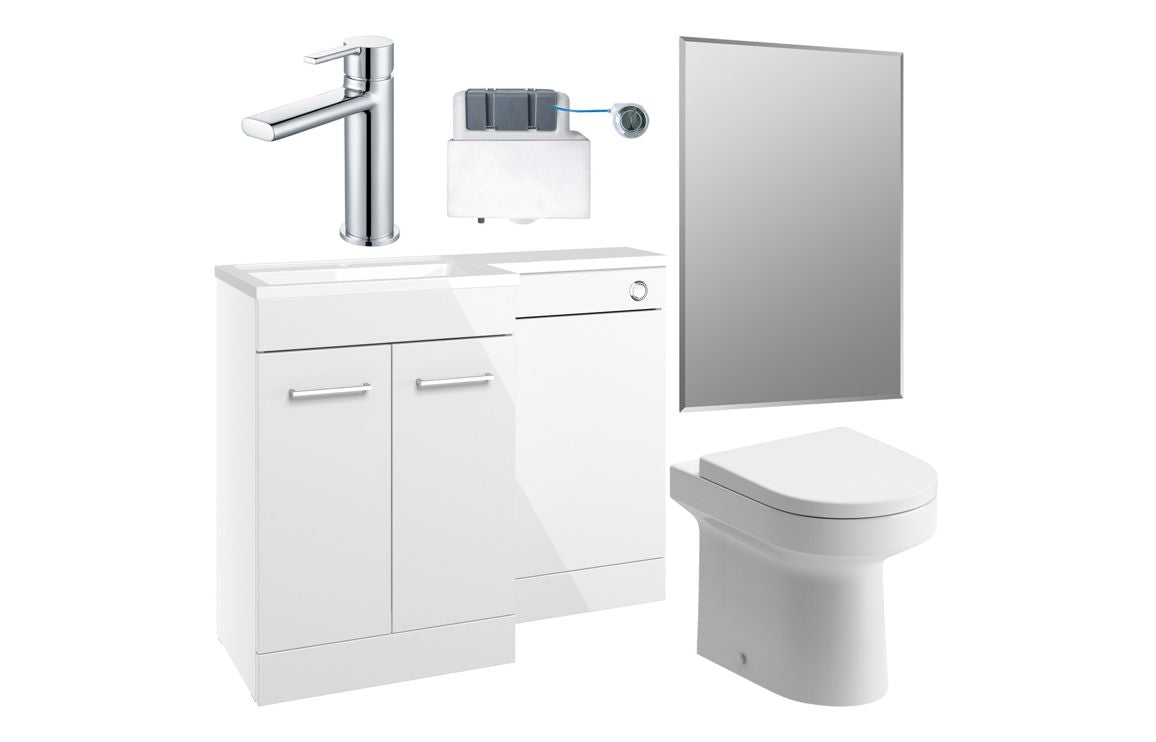Venosa 1100mm Furniture & BTW WC Pack - White Gloss