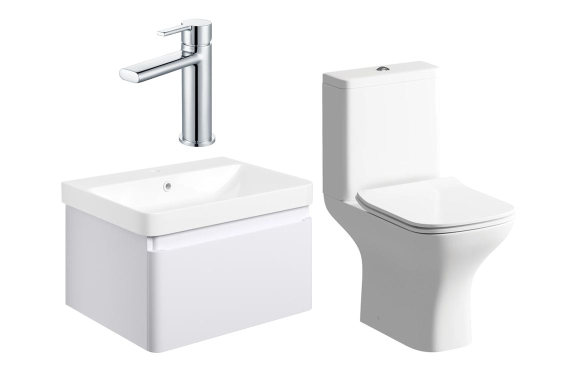 Cosmos 600mm Basin Unit & Close Coupled WC Pack w/Chrome Finishes