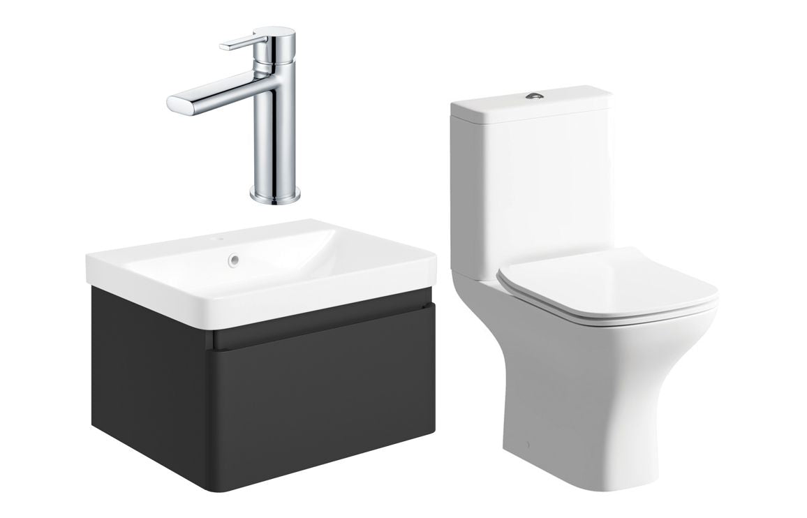 Cosmos 600mm Basin Unit & Close Coupled WC Pack w/Chrome Finishes