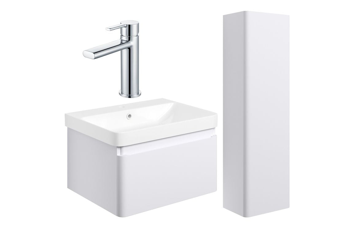 Cosmos 600mm Basin Unit & Tall Unit Pack w/Chrome Finishes
