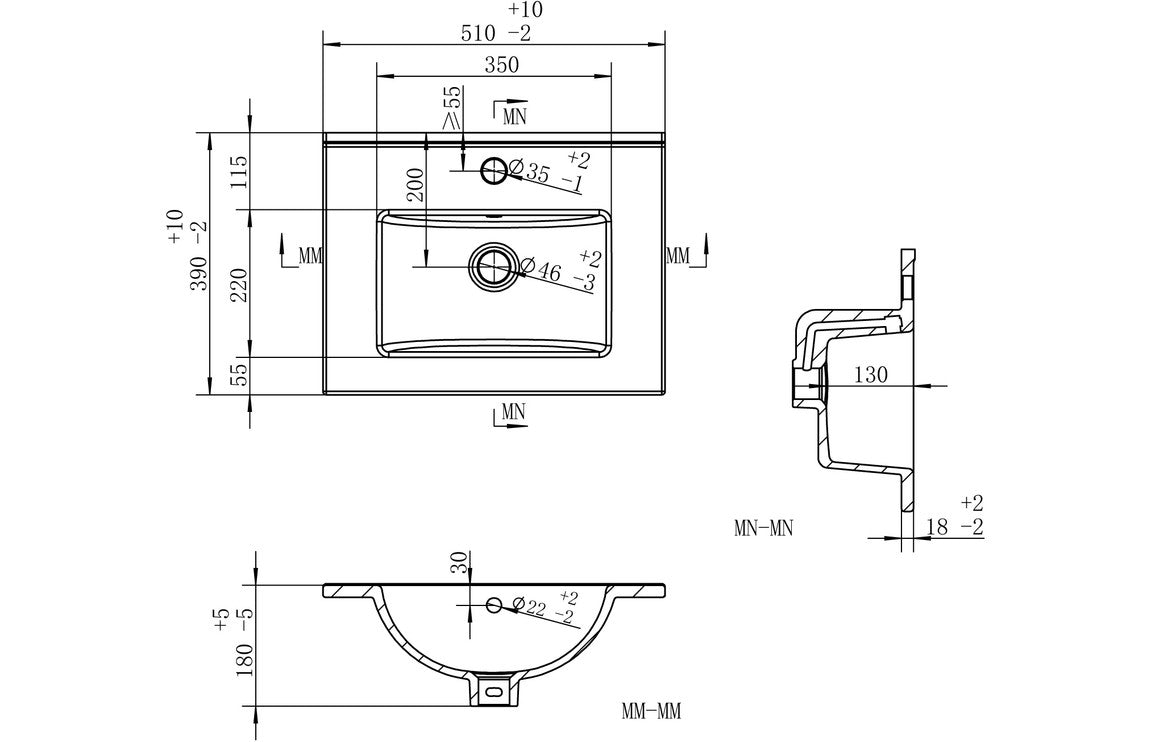 Volta 510mm Floor Standing 2 Door Basin Unit & Basin - Oak