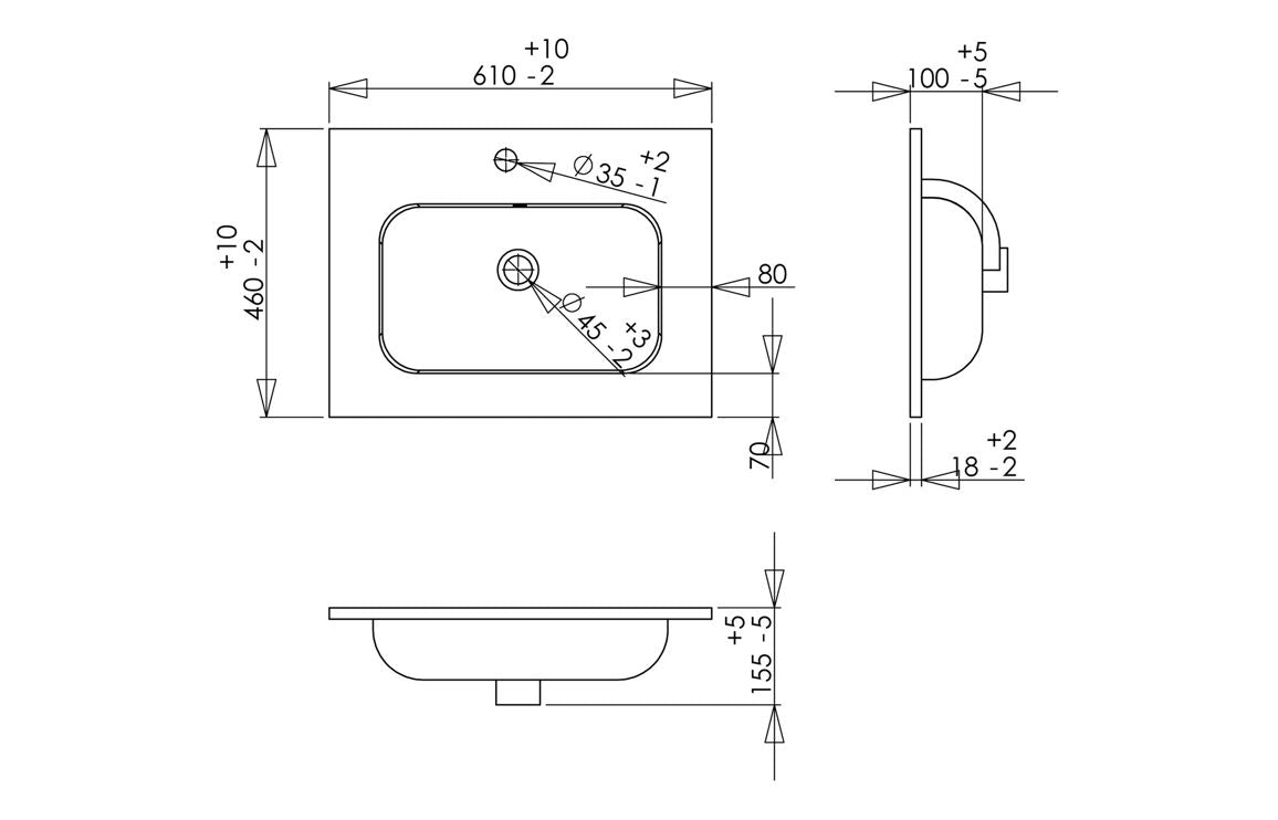 NEST 610mm Wall Hung 2 Drawer Basin Unit & Basin - Matt White
