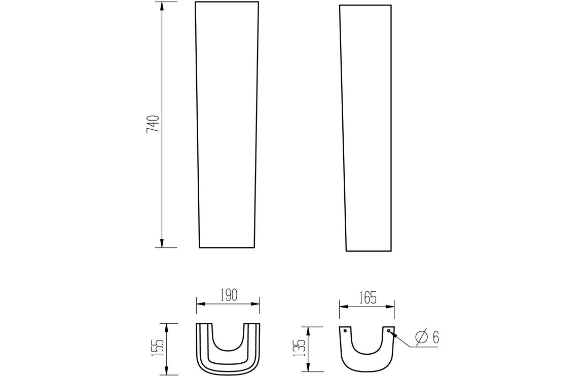 Tilia 600x400mm 1TH Basin & Full Pedestal