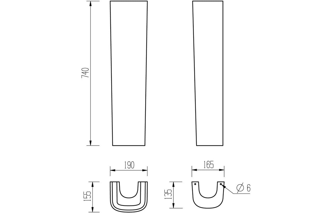 Amyris 600x400mm 1TH Basin & Full Pedestal