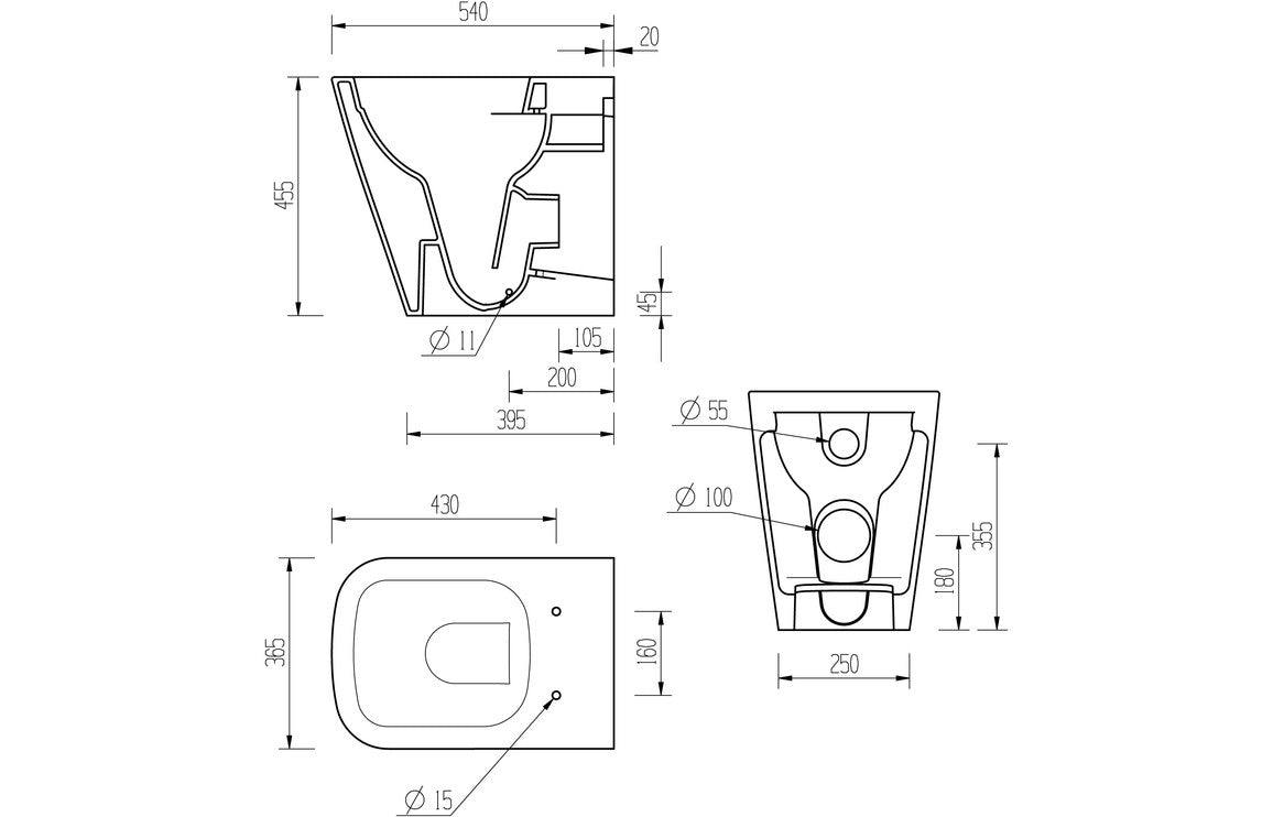 Tilia Rimless Back To Wall Comfort Height WC & Soft Close Seat