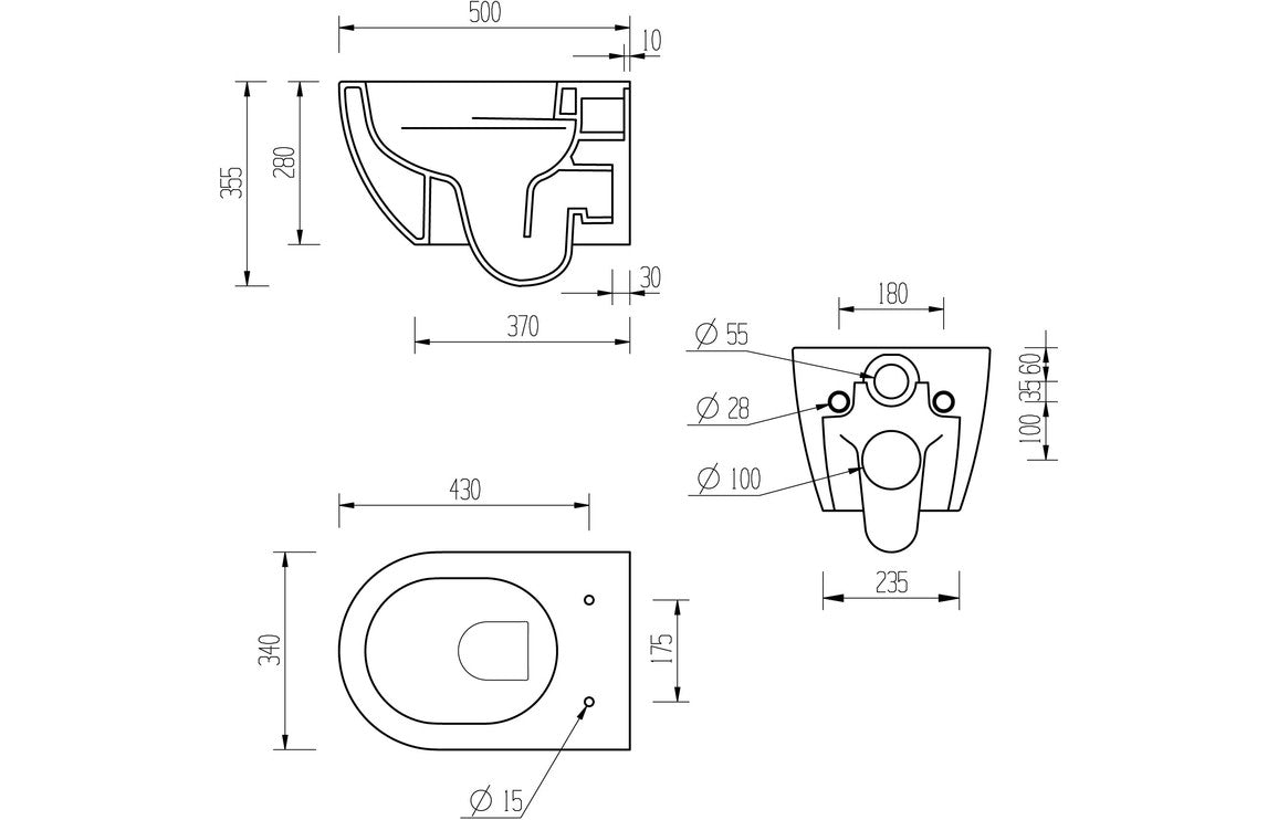 Lily Rimless Wall Hung WC & Soft Close Seat